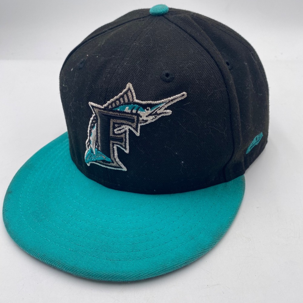 FLORIDA MARLINS New Era 9FIFTY Snapback Hat OSFM Black‎ Teal Cooperstown Retro